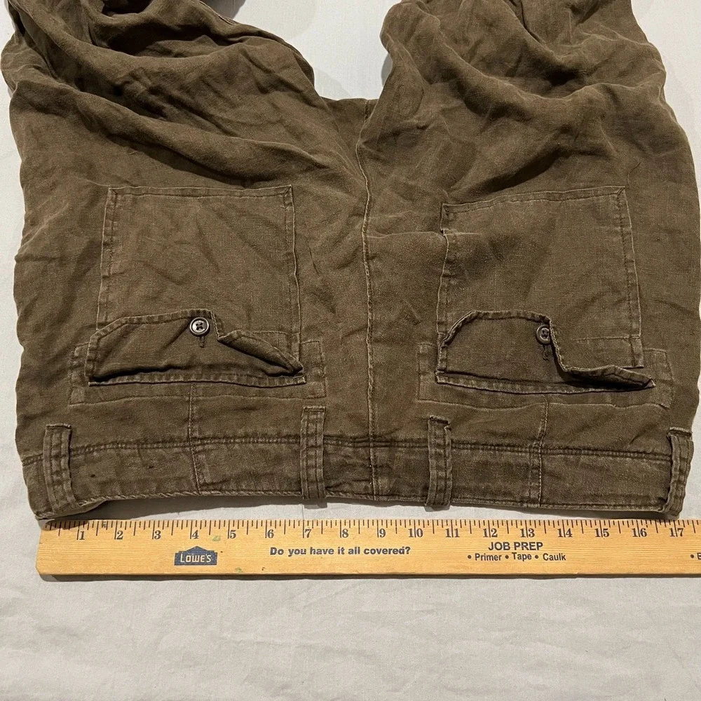 Banana Republic Mens Brown Pure Linen Comfort Relaxed Wide Leg Pants 34x30